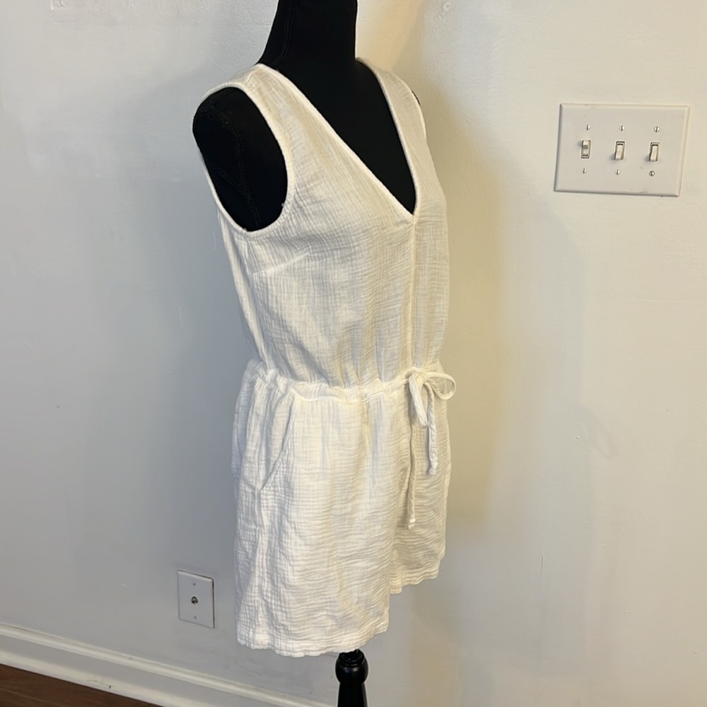 RAILS Parker Sleeveless White Cotton Romper Drawstring Waist Sz. S. - Picture 6 of 11